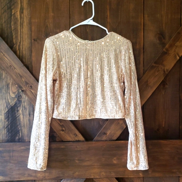 Sequin sparkle special event crop top large - Picture 1 of 6